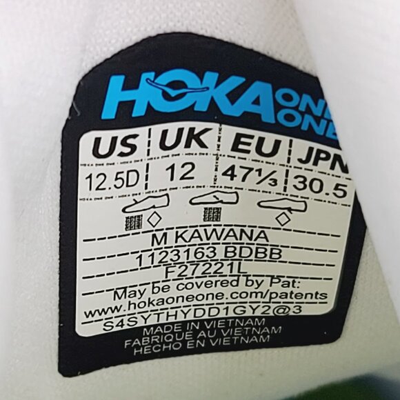 Hoka One One Kawana Men\'s Blanc de‎ Blanc Butterfly Running Sneakers Size 12.5D